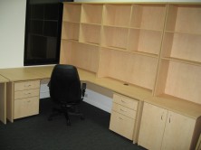 Made To Order Workstation With Overhead Bookcases